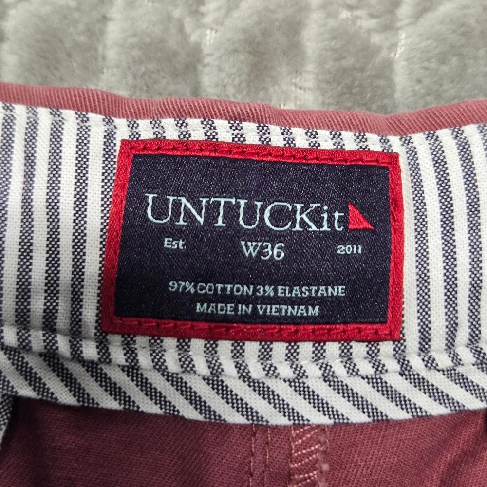 UNTUCKit St. Vincent Chino Shorts Mens 36 Pink Red Stretch 40500 Preppy